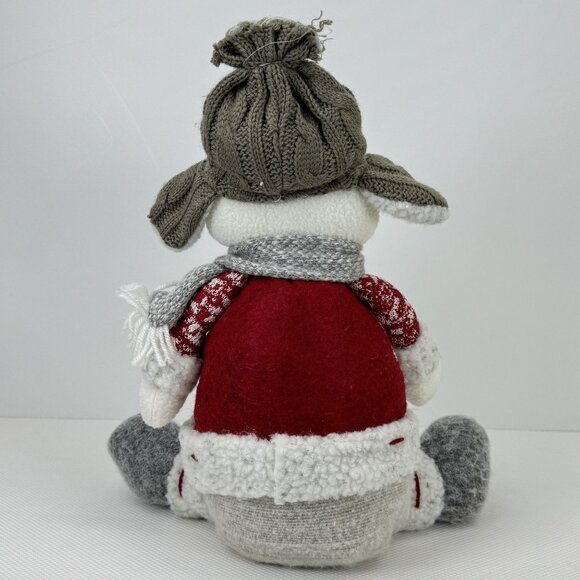 Handmade Snowman Plush Doll Knit Hat Sweater and Scarf Weighted Winter Decor 13" - Picture 4 of 10